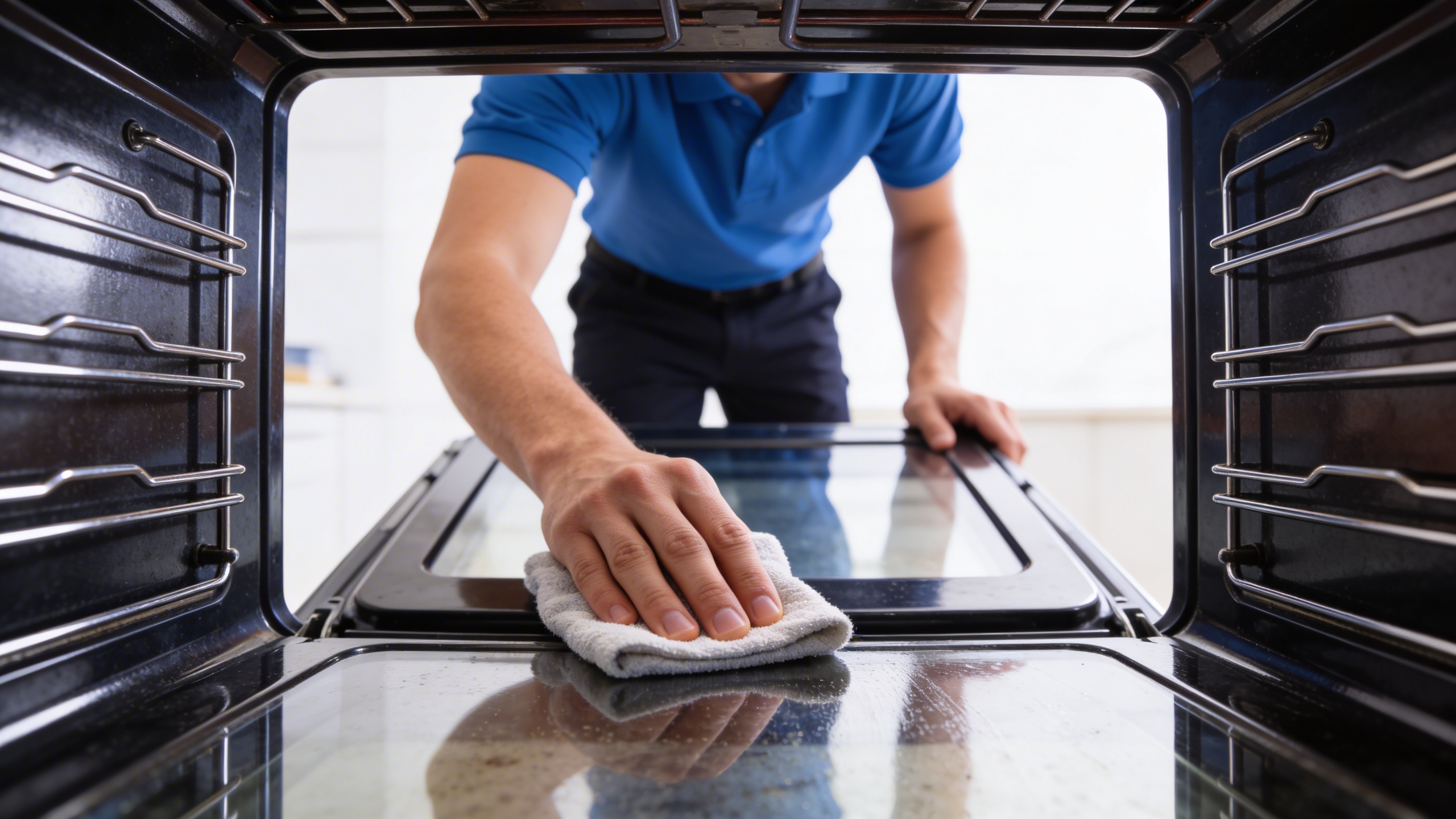 Crew cleaning oven