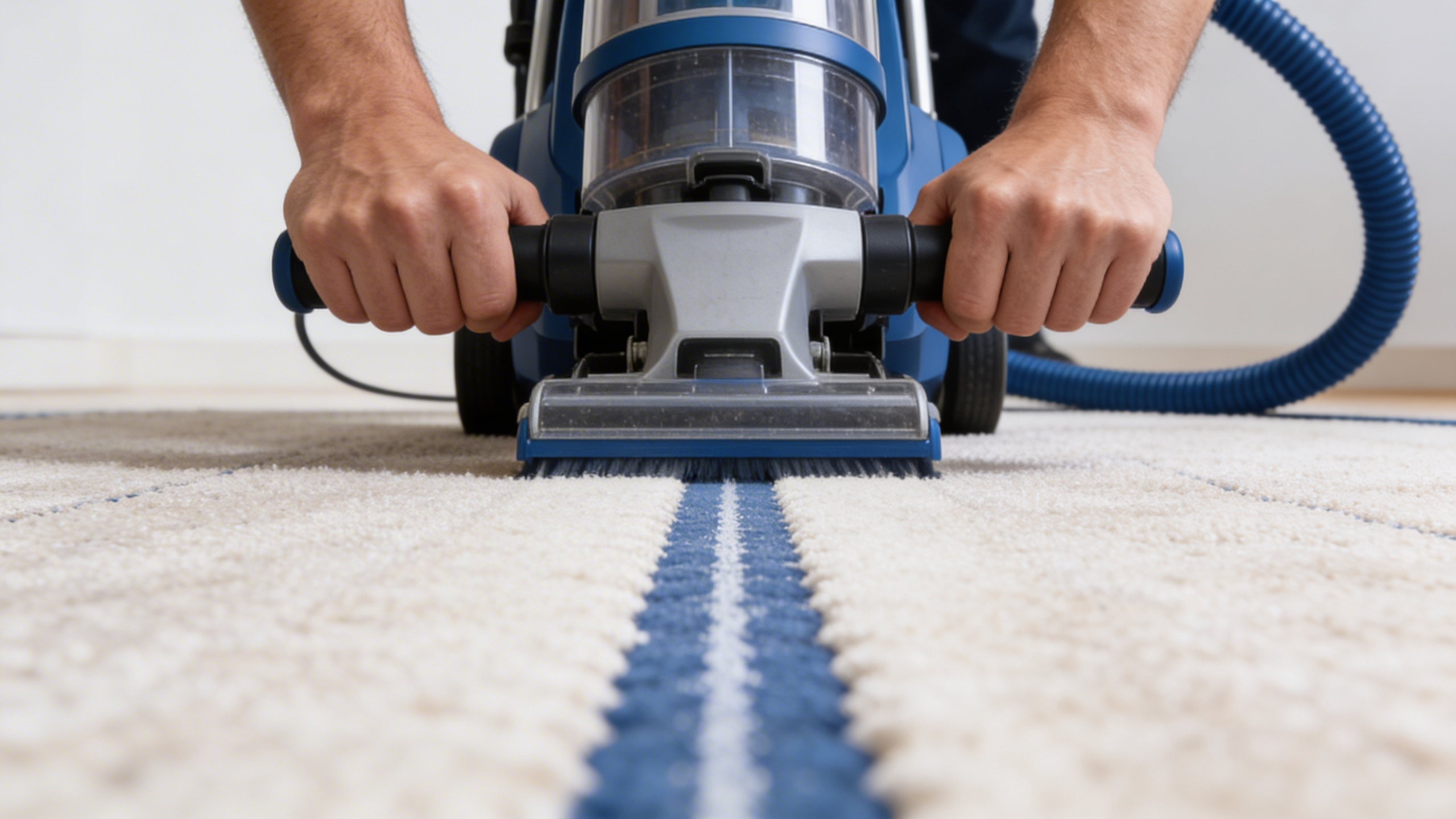 Crew vacuuming carpet